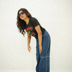 CHERRY BLACK-PRINTED TSHIRT