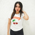 CHERRY WHITE-PRINTED TSHIRT