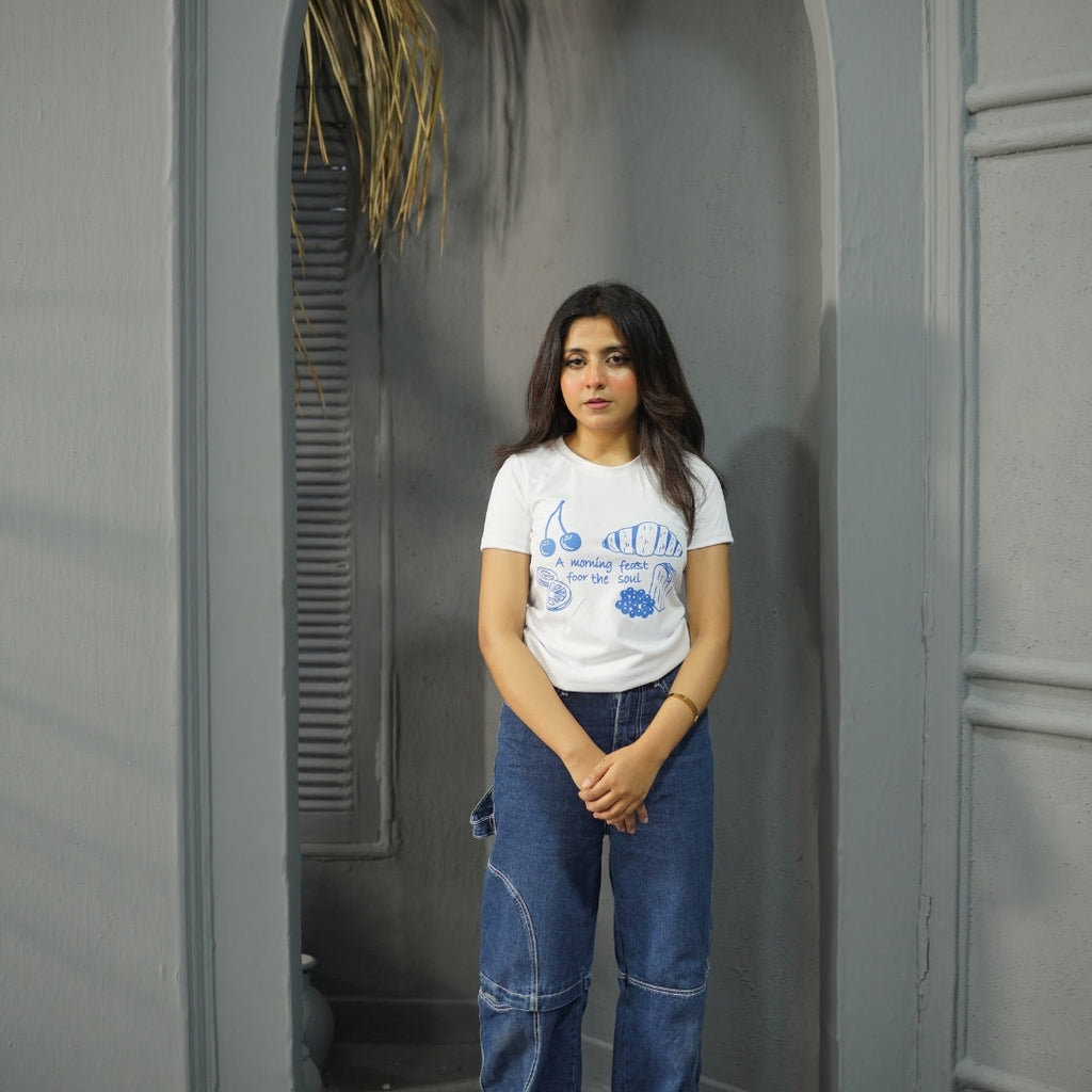 MORNING FEAST WHITE- PRINTED TSHIRT