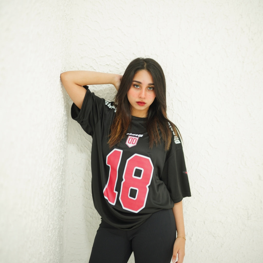 CHICAGO 18 BLACK- PRINTED DROP SHOULDER