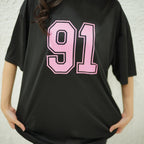 91 BLACK- PRINTED DROP SHOULDER