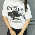 VINTAGE WHITE- PRINTED DROP SHOULDER