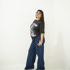 BEING ALPHA FEMALE BLACK- PRINTED DROP SHOULDER
