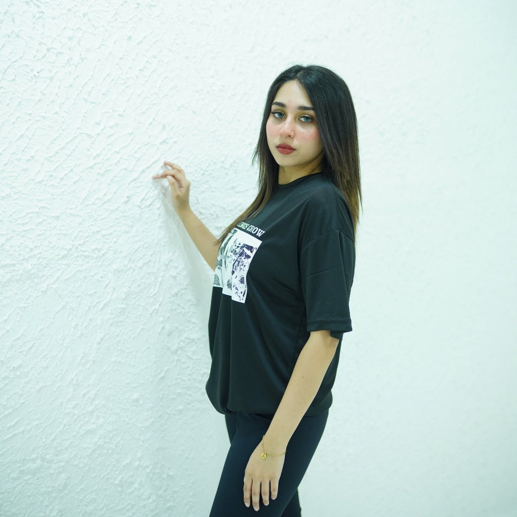 MINIMALIST BLACK- PRINTED DROP SHOULDER