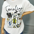 CORALINE WHITE - PRINTED DROP SHOULDER