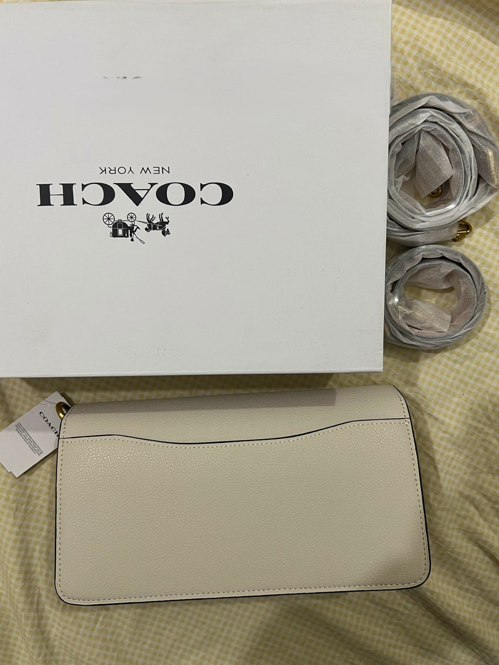 CAMEL MULTI SIGNATURE COACH TAB 26 BAG (WITH STRAPS & BOX)