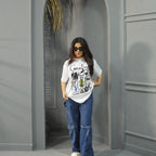 CORALINE WHITE - PRINTED DROP SHOULDER