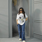 CORALINE WHITE - PRINTED DROP SHOULDER